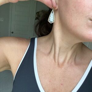 Kendra Scott Gold and White Pearl Stone Earrings